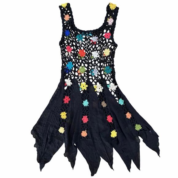 Y2K Crochet Flower Tassel Mini Dress
Tunic Boho Festival Grunge Fairy Size Small - Picture 1 of 16
